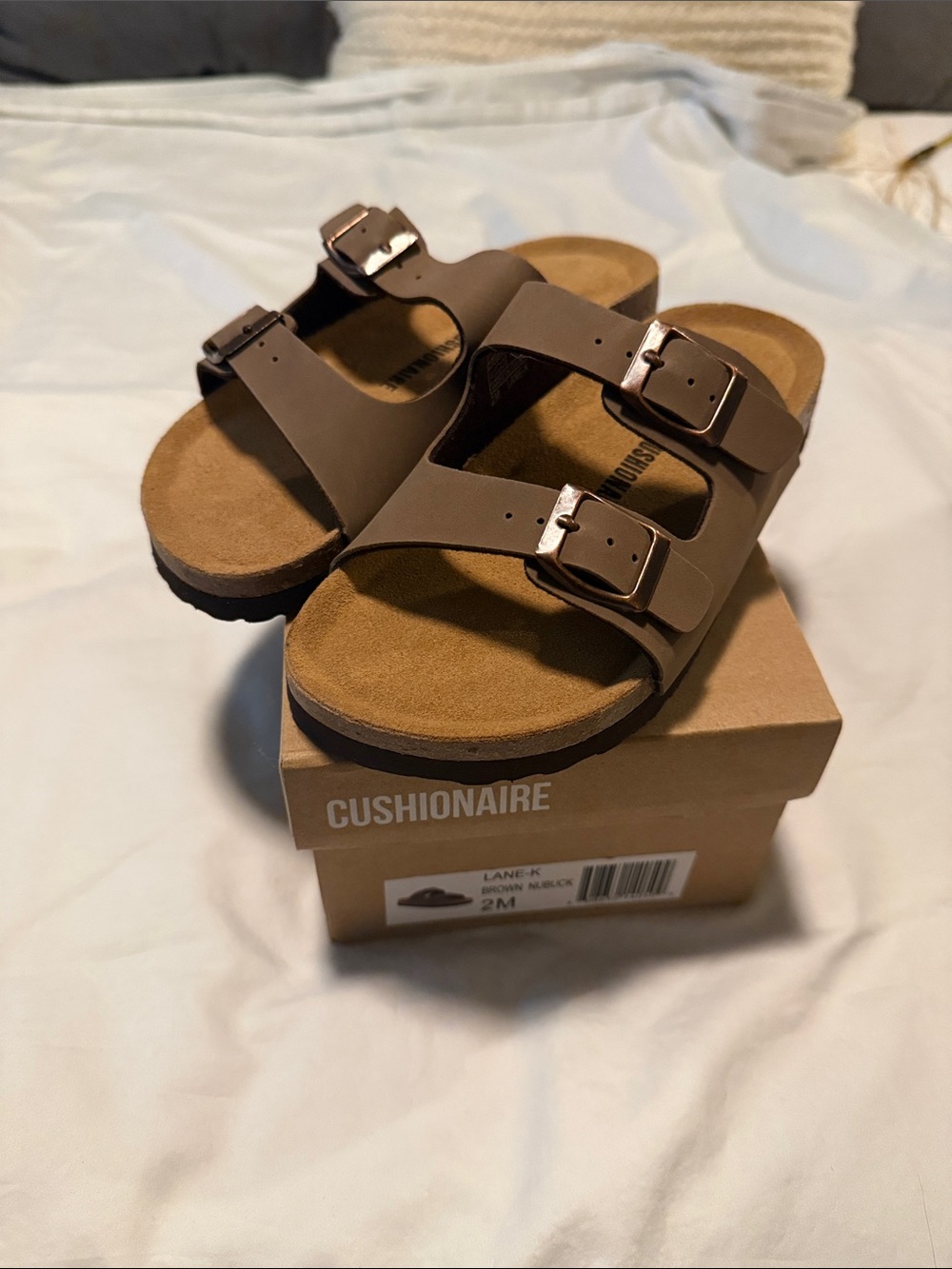 Kids Brown Double-Buckle Comfort Sandals